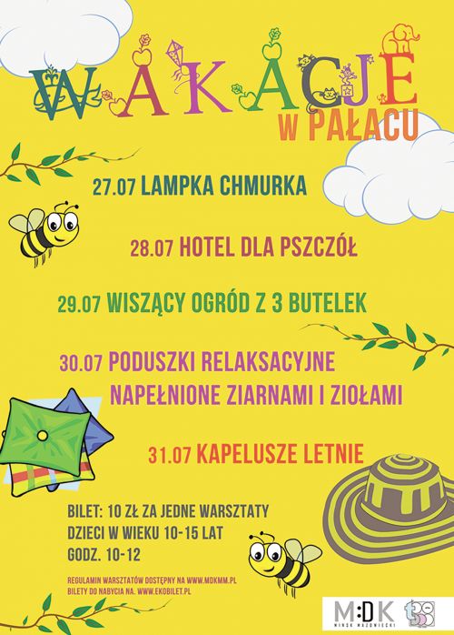 plakat promujący wakacje w Pałacu