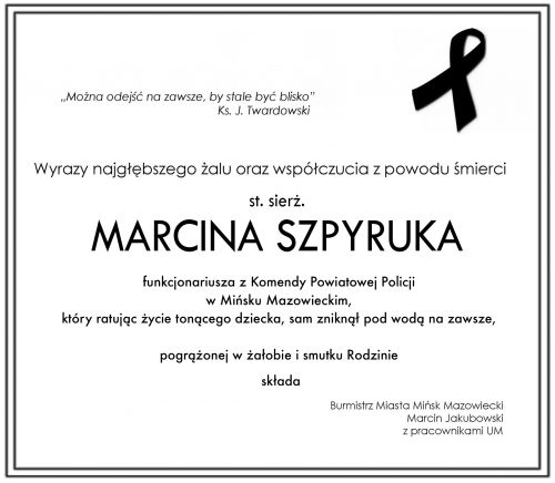 Zginął, ratując tonące dziecko śp. Marcin Szpyruk