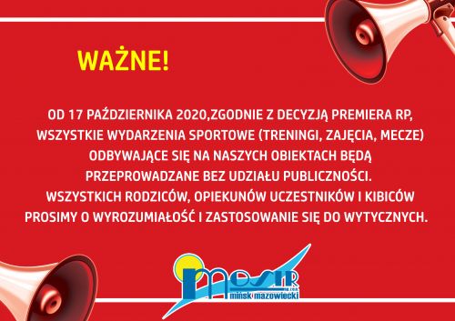 Informacja MOSiR dotycząca wydarzeń sportowych