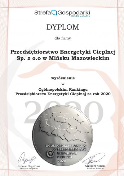 STREFA GOSPODARKI 2020 dyplom