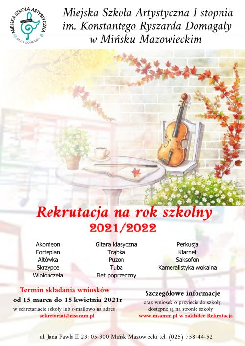 Ogłoszenie o rekrutacji do Miejskiej Szkoły Artystycznej