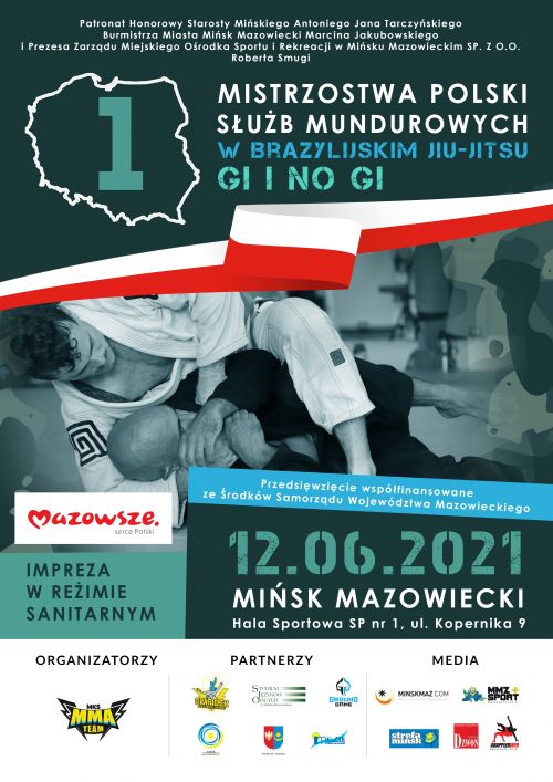 MISTRZOSTWA POLSKI SŁUŻB MUNDUROWYCH W BRAZYLIJSKIM JIU-JITSU GII NO GI - plakat