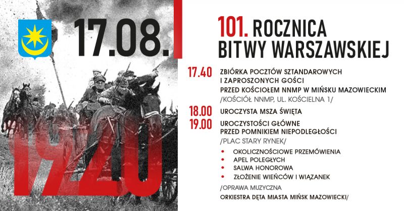plakat informujący o 101. rocznicy Bitwy Warszawskiej
