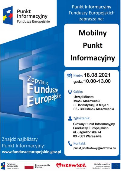 plakat informujący o spotkaniu w Mobilnym Punkcie Informacyjnym