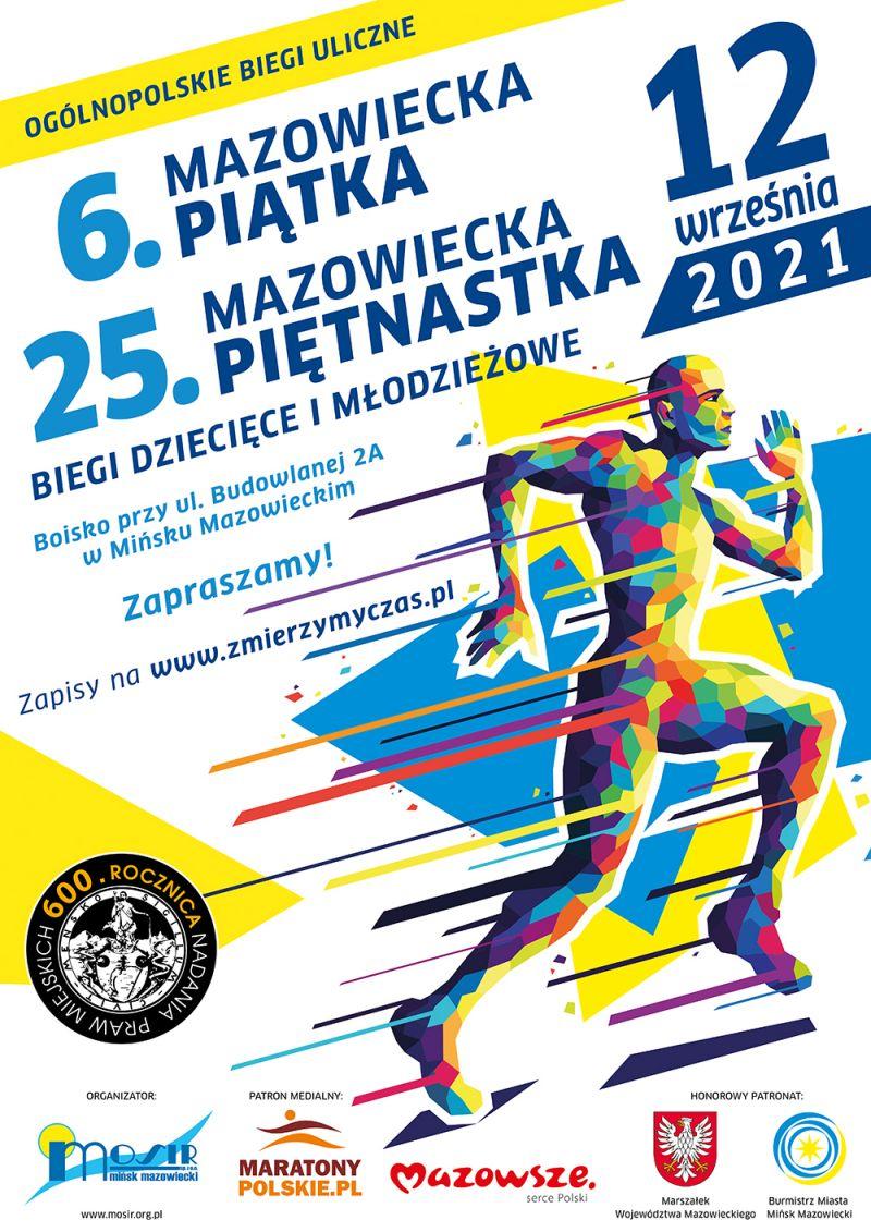postać osoby biegnącej, plakat promujący biegi
