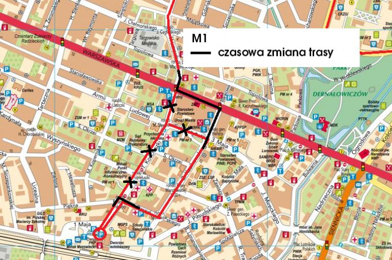 Linia M1 - czasowa zmiana