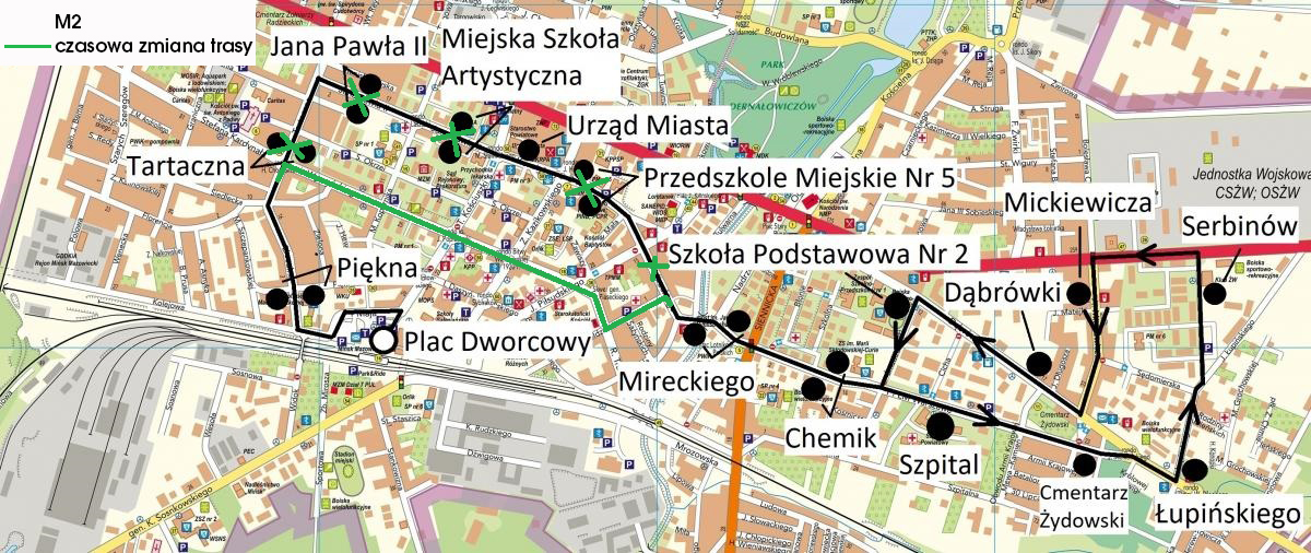 Linia M2 - czasowa zmiana