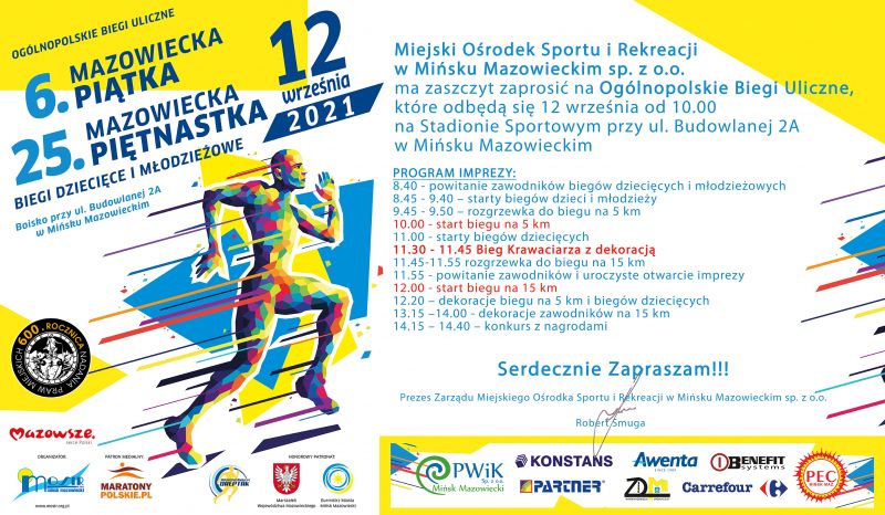 Zaprosenie na ogólopolskie biegi Mazowiecka XV - 12.09.2021