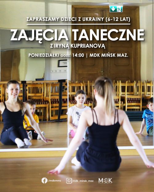 Zapraszamy dzieci i młodzież z Ukrainy na warsztaty taneczne z Iryną Kupriianovą!