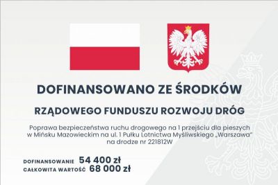 Na jasnym tle flaga i godło Polski oraz poniżej informacje