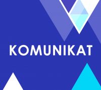 Na niebieskim tle napis komunikat
