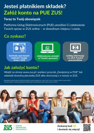 plakat informujący o konieczności posiadania profilu na PUE