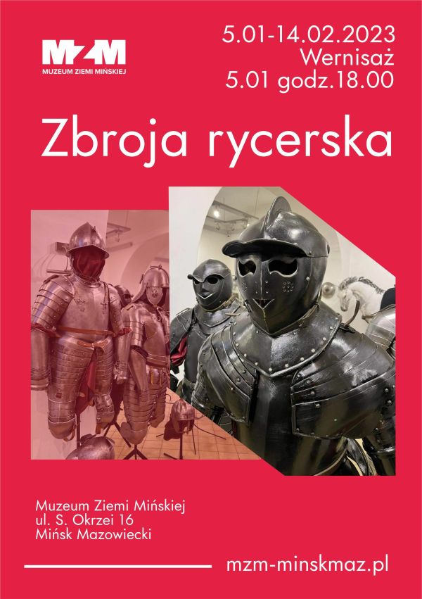 plakat po środku zbroje oraz tekst główny zbjora rycerska
