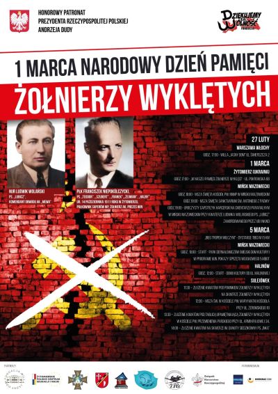 plakat z harmonogramem wydarzeń Obchodów Narodowego Dnia Żołnierzy Wyklętych