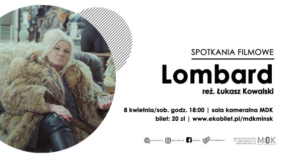po lewej stronie w kole siedzi kobieta w futrze w jednej dłoni trzyma popielniczkę, po prawej stronie informacje dotyczące...