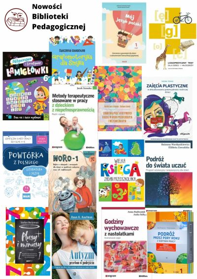 plakat informacyjny nowości w bibliotece pedagogicznej w Mińsku Mazowieckim