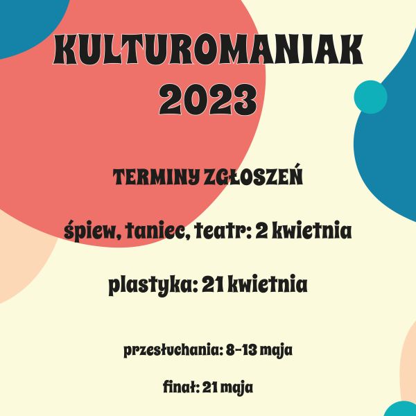 plakat informacyjny z tytułem głównym Kulturomaniak 2023