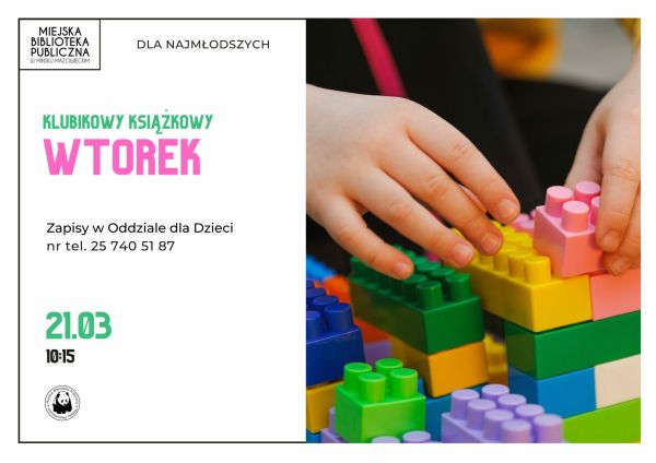 po lewej stronie informacje z tytułem głównym klubikowy książkowy wtorek