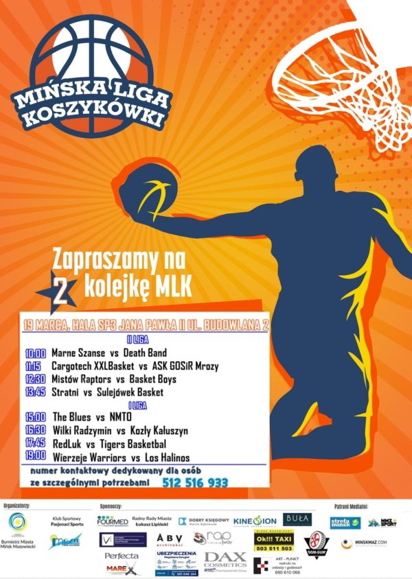 plakat z tytułem głównym 2 Mińska Liga Koszykówki