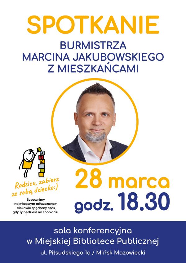 Na białym tle informacje. Po środku w kole zdjęcie mężczyzny. Na dole niebieski pasek z informacjami