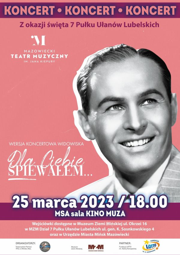 plakat promocyjny z napisem głównym koncert z okazji święta  pułku ułanów lubelskich