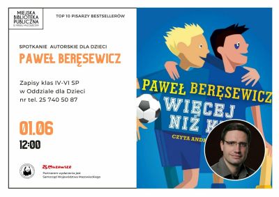 po prawej stronie na dole w kole zdjęcie twarzy mężczyzny, nałożone na rysunku chłopców obejmujących się za ramiona,...
