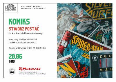 po prawej stronie zdjęcie komiksów, po lewej stronie informacje które znajdują się w treści artykułu zamieszczonego na...