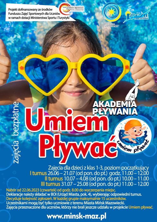 nastolatka w okularach w kształcie serc w wodzie, informacje zawarte na plakacie znajdują się w treści artykułu...