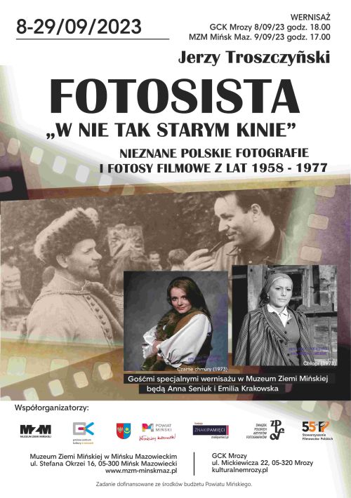 po środku klatki filmowe na ich tle dwa zdjęcia kobiet, na dole loga, na górze informacje które znajdują się w treści...