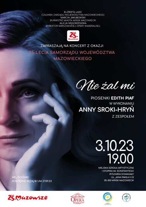 po lewej stronie zamyślona kobieta podpiera się dłonią, na dole loga, po prawej stronie i u góry informacje które znajdują...
