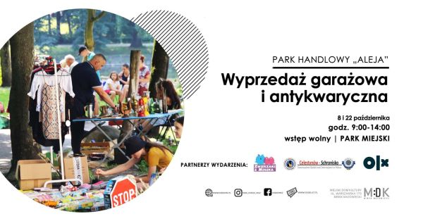 po lewej stronie w kole osoby i stoiska różności, po prawej stronie na dole loga wyżej informacje zawarte na plakacie...