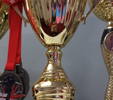 zdjęcie pucharu, III miejsce Klasyfikacja Drużynowa, Poland Kickboxing Challenge, Sulejówek, 30.09.2023r.
