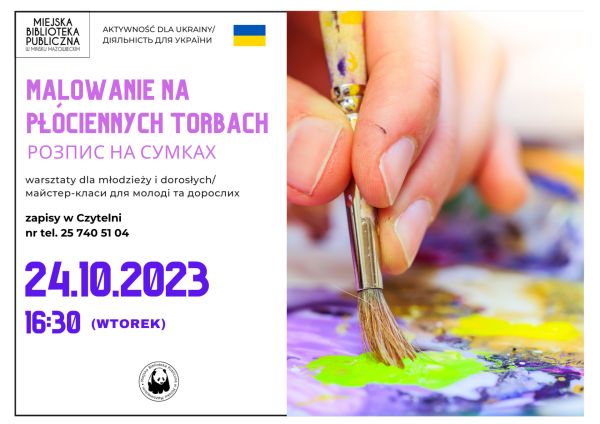 po prawej stronie palce w palcach trzymany jest pędzel, osoba maluje farbami, po prawej