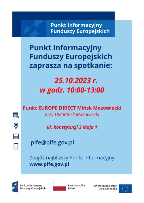 mobilny punkt informacji europejskiej, informacje zawarte na plakacie znajdują się w treści artykułu zamieszczonego na...