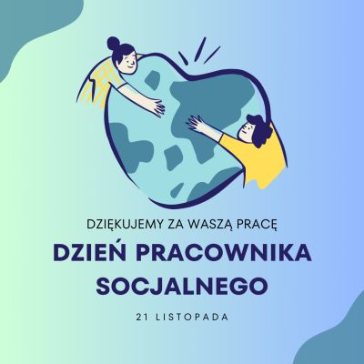 Na niebieskim tle inforamcje. Po środku rysunek serca. Po obu jego stronach z wyciągniętymi rękoma osoby
