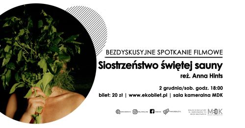 po lewej w kole gałęzie trzymane w dłoni zakrywają twarz postaci, po prawej informacje zawarte w treści artykułu