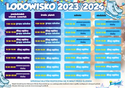 Harmonogram lodowiska sezon 2023/2024