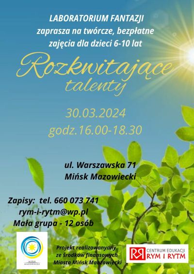 widok na gałąź z zielonymi liśćmi, w tle niebieskie niebo, treść plakatu jest w treści artykułu