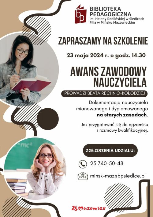 Na białym tle tekst. Po lewej dwa koła ze zdjęciami kobiet