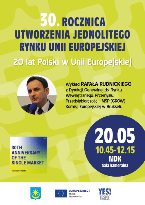 Na jasno-zielonym tle informacje zawarte w artykule. Po środku w małym kole zdjęcie mężczyzny