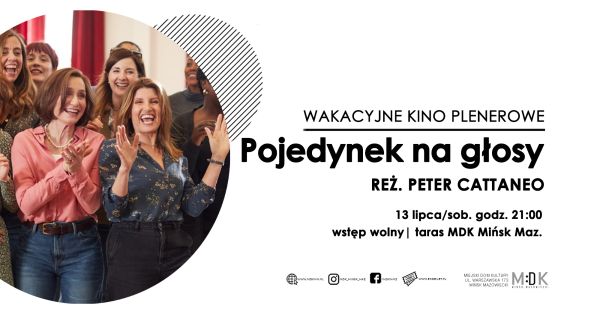 Po lewej w kole grupa uśmiechniętych kobiet. Po prawej informacje.