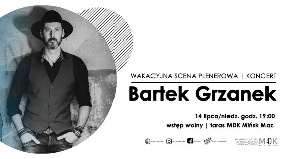 Po lewej w kole czarno-białe zdjęcie mężczyzny w kapeluszu i kamizelce. Po prawej informacje