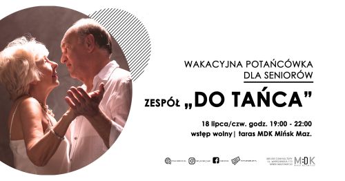 Z lewej w kole zdjęcie kobiety i mężczyzny w starszym wieku. Tańczą patrząc sobie w oczy. Obok tekst na białym tle.