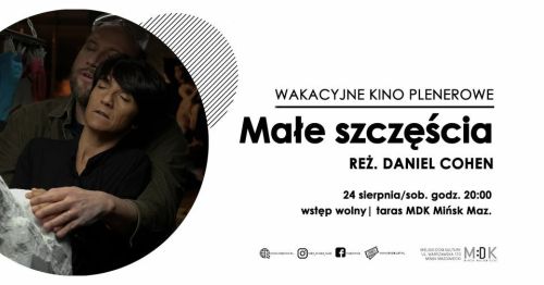 W kole zdjęcie kobiety i mężczyzny. Są przytuleni, mają zamknięte oczy. Dotykają białego przedmiotu. Po prawej tekst.