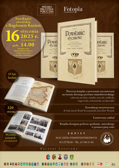 Ciemno-brązowa okładka książki. Zdjęcia książek i informacje