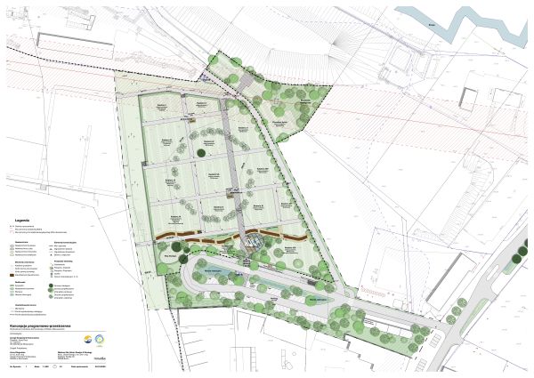 projekt graficzny, na zielono nowe zagospodarowanie cmentarza