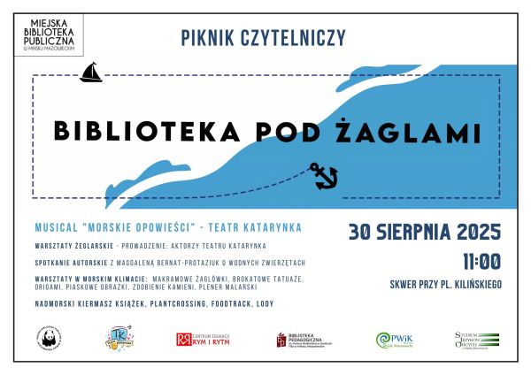 Na bialo-niebieskim tle informacje