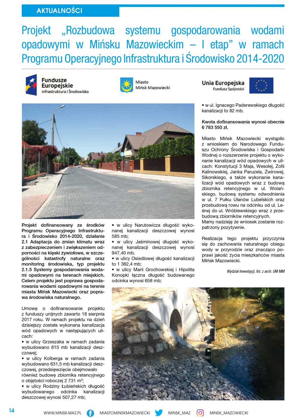 Artykuł prasowy dot. bierzącego wykonania kanalizacji wód opadowych