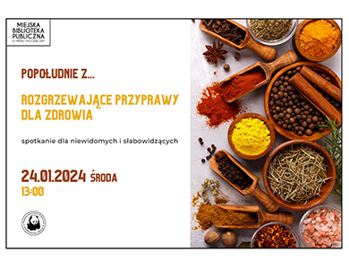 Po prawej stronie zdjęcie przypraw, po lewej informacje dotyczące wydarzenia