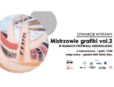 Po lewej stronie w kole kremowo-czerwony wycinek obrazu. Po prawej na białym tle informacje